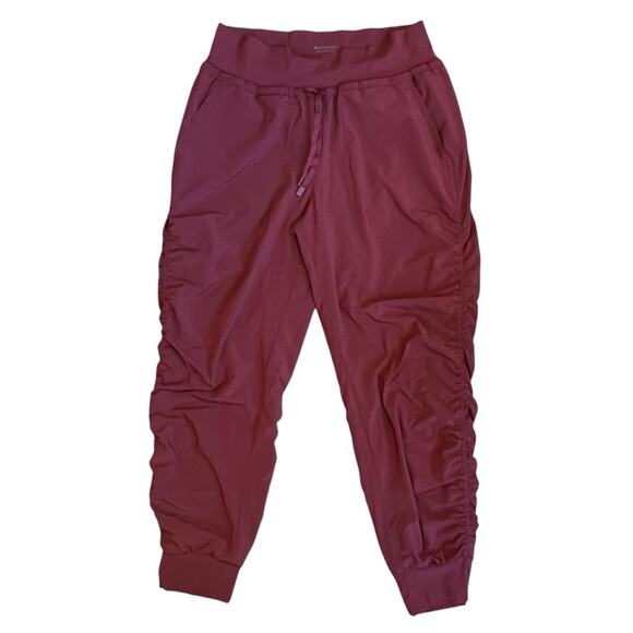 Athleta Women’s Sz 6 Red Attitude Lined Pants Pull On Ruched Joggers - Picture 3 of 13